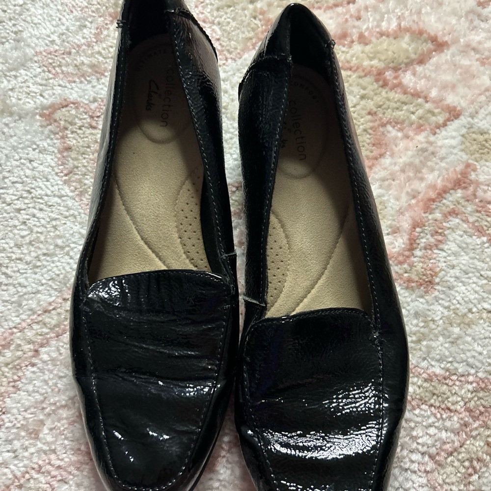 Clarks Women’s Black Patent Leather Loafers